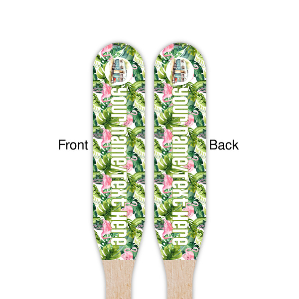 Flamingo & Camping Wooden Food Pick - Paddle - Double Sided - Front & Back