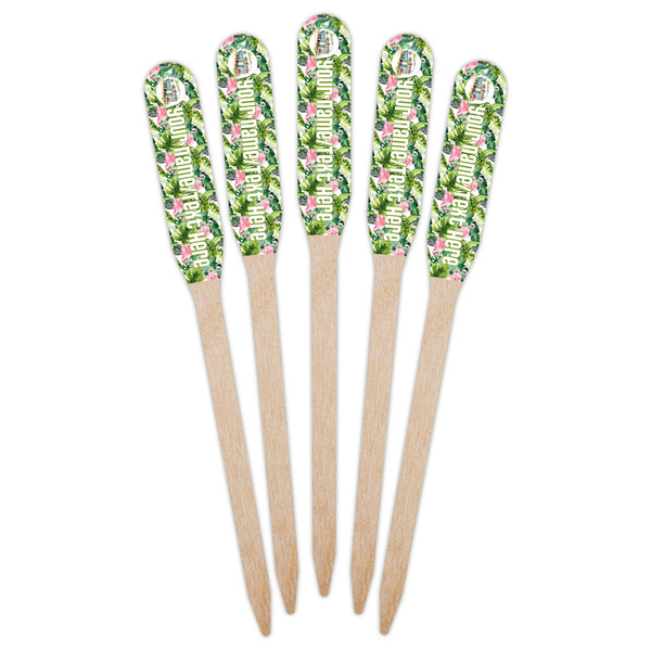 Flamingo & Camping Wooden Food Pick - Paddle - Fan View