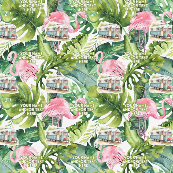 Flamingo & Camping Wrapping Paper 12" x 12" Close Up