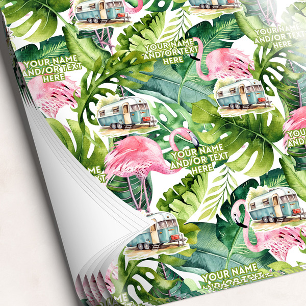 Custom Flamingo & Camping Wrapping Paper Sheets - Single-Sided - 20" x 28"