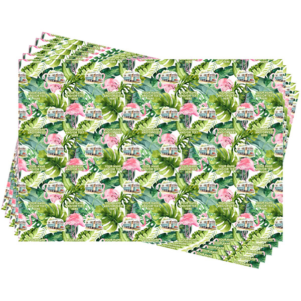Flamingo & Camping Wrapping Paper - Front & Back - Sheets Stack