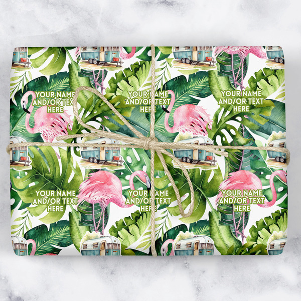 Custom Flamingo & Camping Wrapping Paper