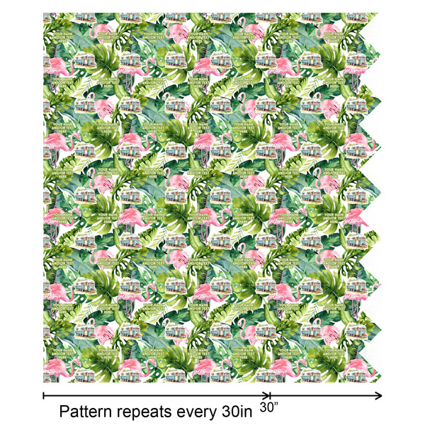 Flamingo & Camping Wrapping Paper Roll - Satin - Partial Roll