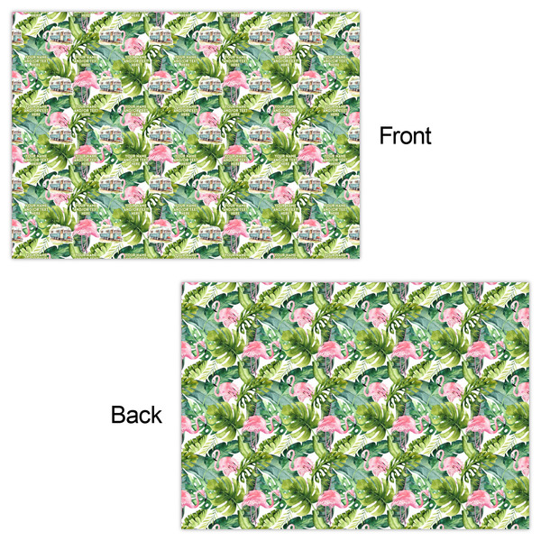 Flamingo & Camping Wrapping Paper Sheet - Double Sided - Front & Back