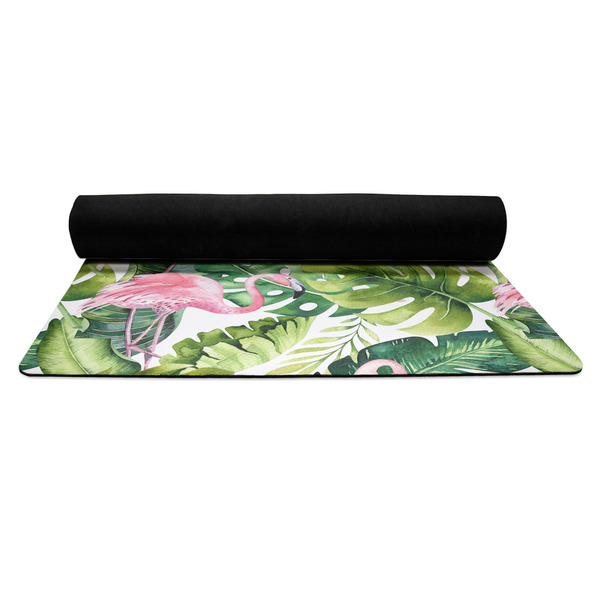 Flamingo & Camping Yoga Mat Rolled up Black Rubber Backing