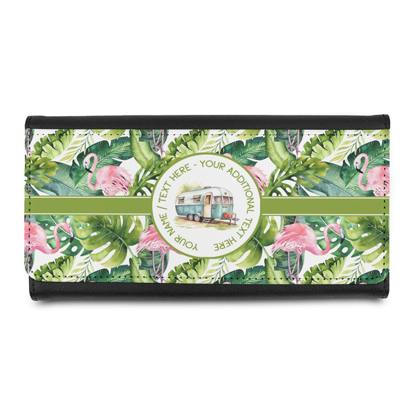 Custom Flamingo & Camping Leatherette Ladies Wallet (Personalized)