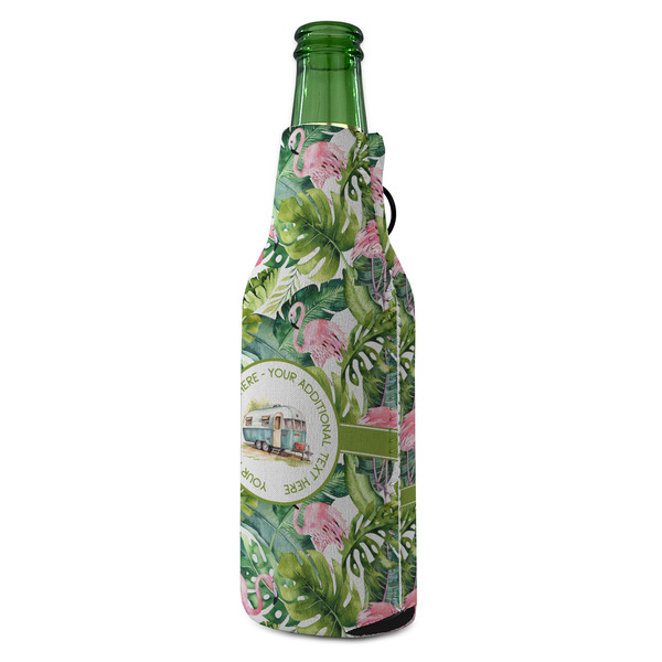 Flamingo & Camping Zipper Bottle Cooler - ANGLE (bottle)