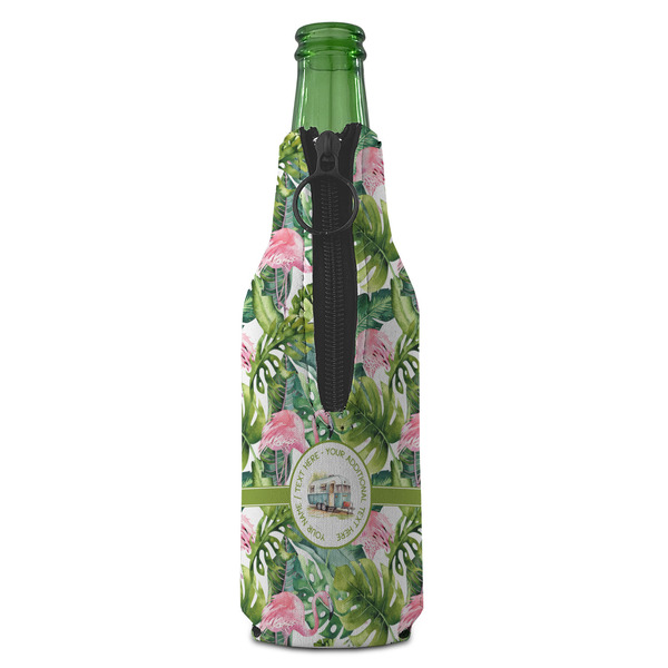 Flamingo & Camping Zipper Bottle Cooler - BACK (bottle)
