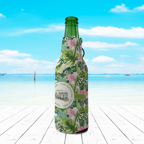 Flamingo & Camping Zipper Bottle Cooler - LIFESTYLE
