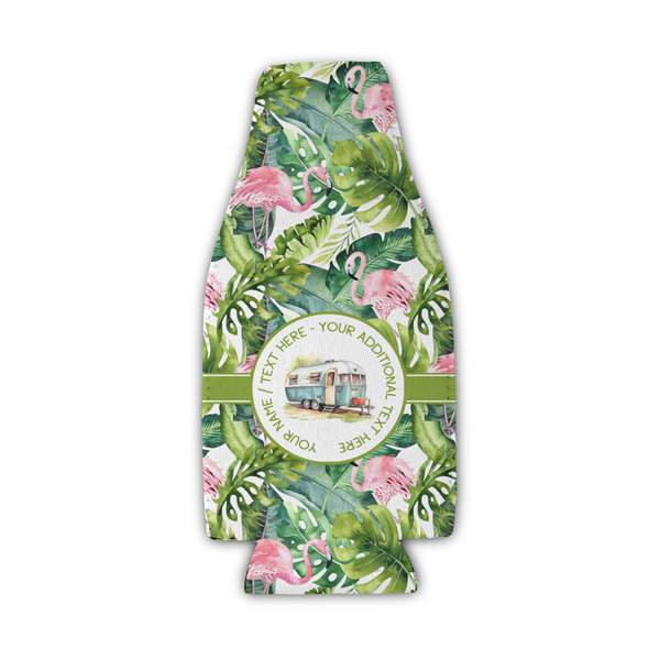 Flamingo & Camping Zipper Bottle Cooler - Set of 4 - Front