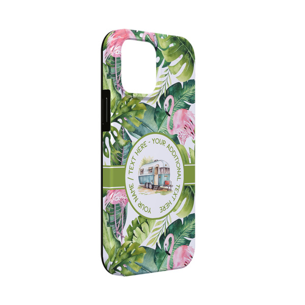 Custom Flamingo & Camping iPhone Case - Rubber Lined - iPhone 13 Mini (Personalized)