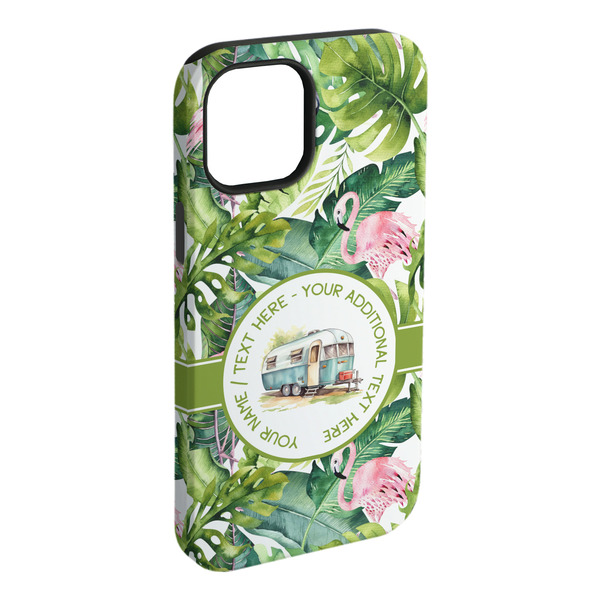 Custom Flamingo & Camping iPhone Case - Rubber Lined (Personalized)