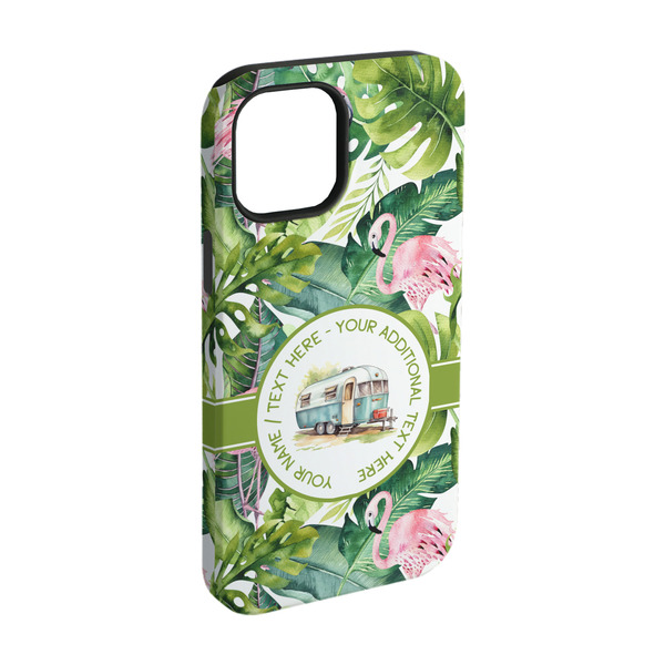 Custom Flamingo & Camping iPhone Case - Rubber Lined - iPhone 15 Pro (Personalized)