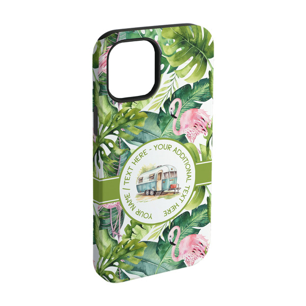 Custom Flamingo & Camping iPhone Case - Rubber Lined - iPhone 15 (Personalized)