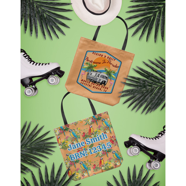 Airstreams in Paradise - Region 9 Rally 2026 Canvas Tote Lifestyle Front and Back