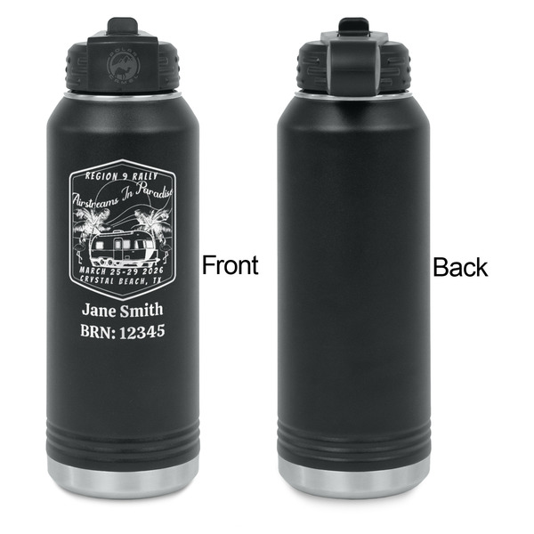 Airstreams in Paradise - Region 9 Rally 2026 Laser Engraved Water Bottles - Front Engraving - Front & Back View