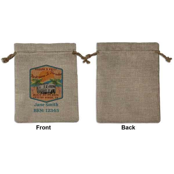 Airstreams in Paradise - Region 9 Rally 2026 Medium Burlap Gift Bag - Front Approval
