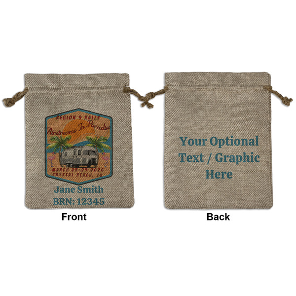 Custom Airstreams in Paradise - Region 9 Rally 2026 Burlap Gift Bag - Medium -Double-Sided