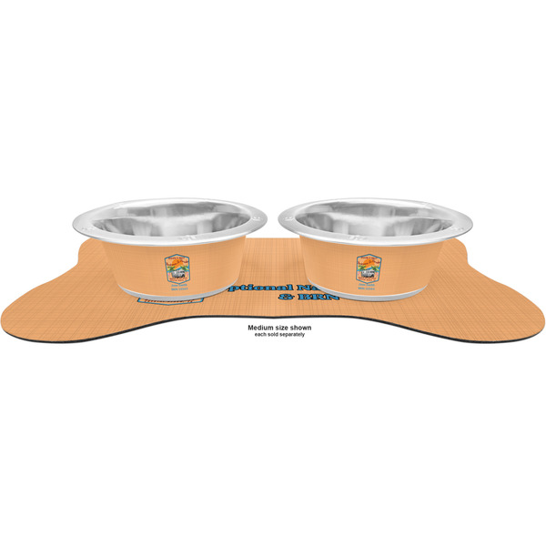 Airstreams in Paradise - Region 9 Rally 2026 Metal Pet Bowls - On Dog Bone Shaped Mat