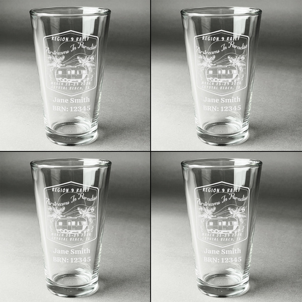 Airstreams in Paradise - Region 9 Rally 2026 Set of Four Engraved Beer Glasses - Individual View