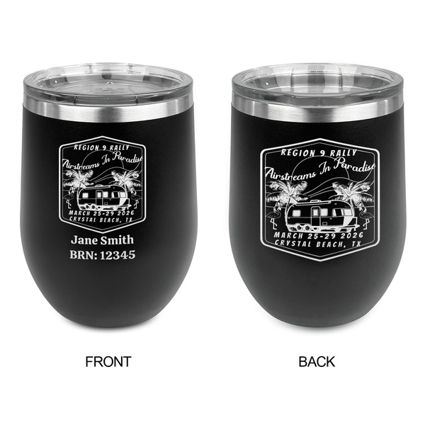 Airstreams in Paradise - Region 9 Rally 2026 Stainless Wine Tumblers - Black - Double Sided - Approval