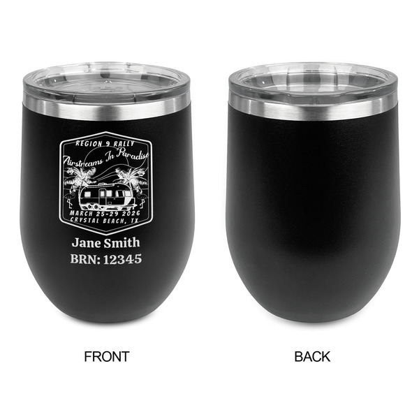 Airstreams in Paradise - Region 9 Rally 2026 Stainless Wine Tumblers - Black - Single Sided - Approval