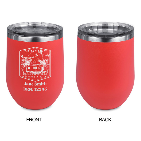 Airstreams in Paradise - Region 9 Rally 2026 Stainless Wine Tumblers - Coral - Single Sided - Approval