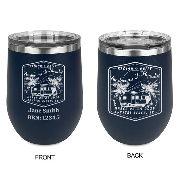 Airstreams in Paradise - Region 9 Rally 2026 Stainless Wine Tumblers - Navy - Double Sided - Approval