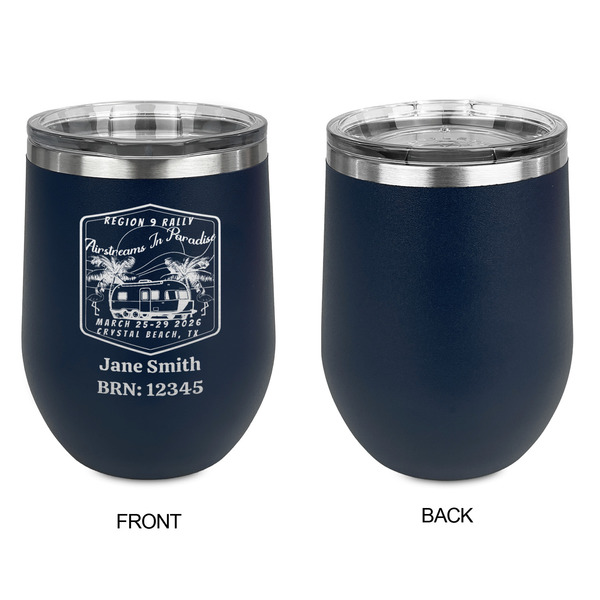 Airstreams in Paradise - Region 9 Rally 2026 Stainless Wine Tumblers - Navy - Single Sided - Approval