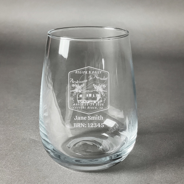 Custom Airstreams in Paradise - Region 9 Rally 2026 Stemless Wine Glass - Laser Engraved