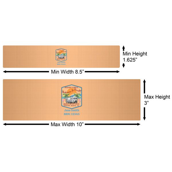 Airstreams in Paradise - Region 9 Rally 2026 Water Bottle Labels w/ Dimensions