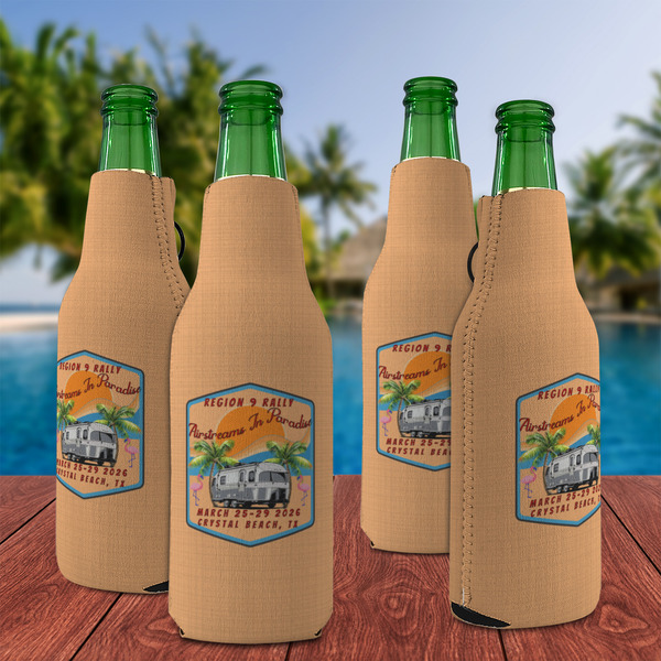 Airstreams in Paradise - Region 9 Rally 2026 Zipper Bottle Cooler - Set of 4 - Lifestyle