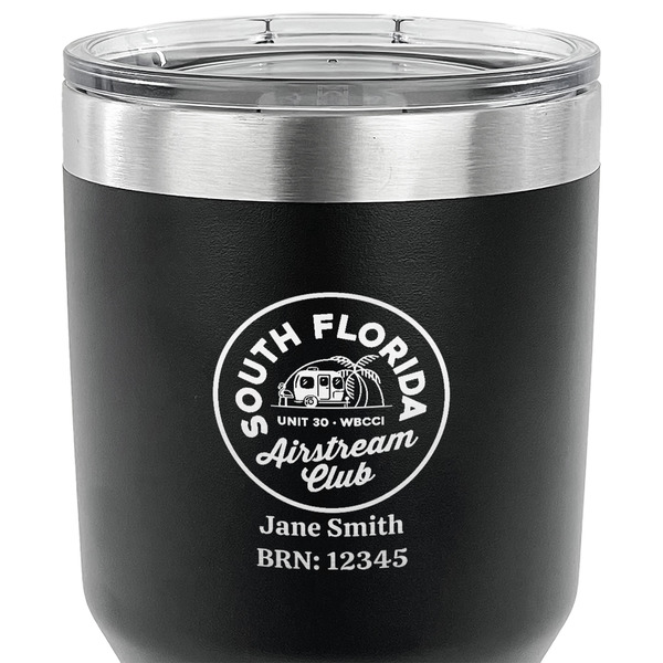 South Florida Airstream Club Logo 30 oz Stainless Steel Ringneck Tumbler - Black - CLOSE UP