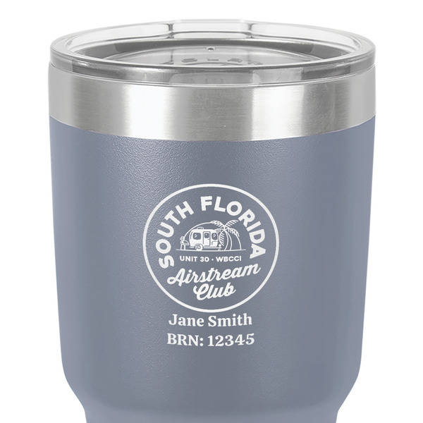 South Florida Airstream Club Logo 30 oz Stainless Steel Ringneck Tumbler - Grey - Close Up