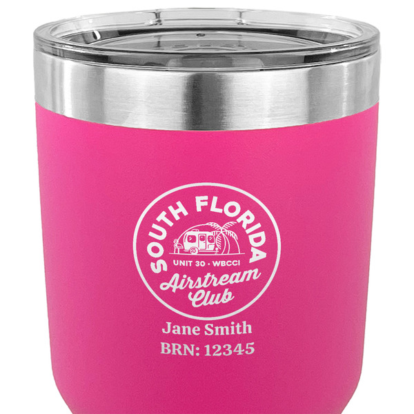 South Florida Airstream Club Logo 30 oz Stainless Steel Ringneck Tumbler - Pink - CLOSE UP