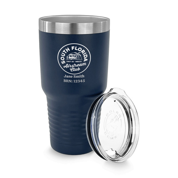 South Florida Airstream Club Logo 30 oz Stainless Steel Ringneck Tumblers - Navy - LID OFF