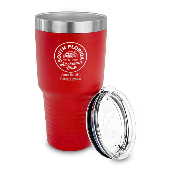 South Florida Airstream Club Logo 30 oz Stainless Steel Ringneck Tumblers - Red - LID OFF