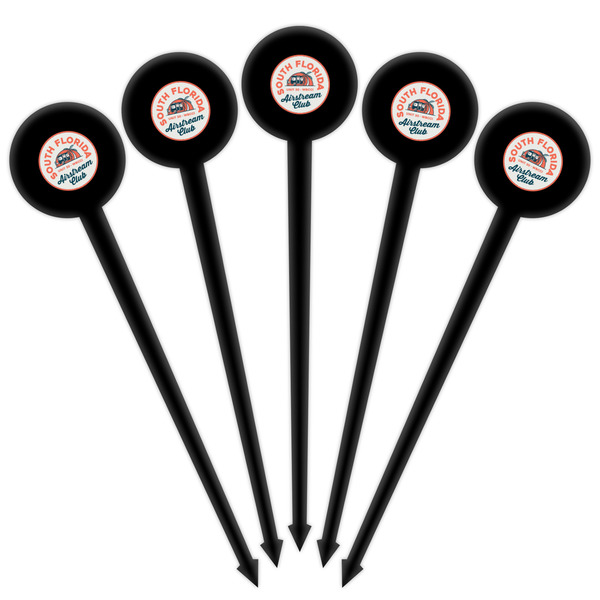 South Florida Airstream Club Logo Black Plastic 4" Food Pick - Round - Fan View