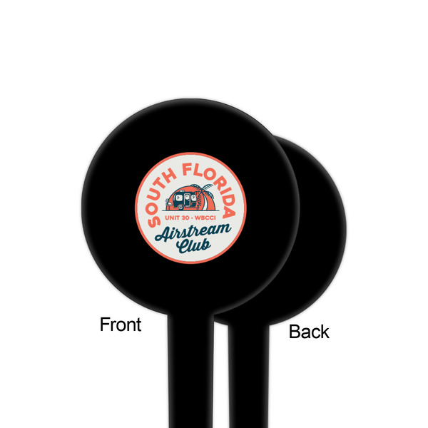 South Florida Airstream Club Logo Black Plastic 4" Food Pick - Round - Single Sided - Front & Back
