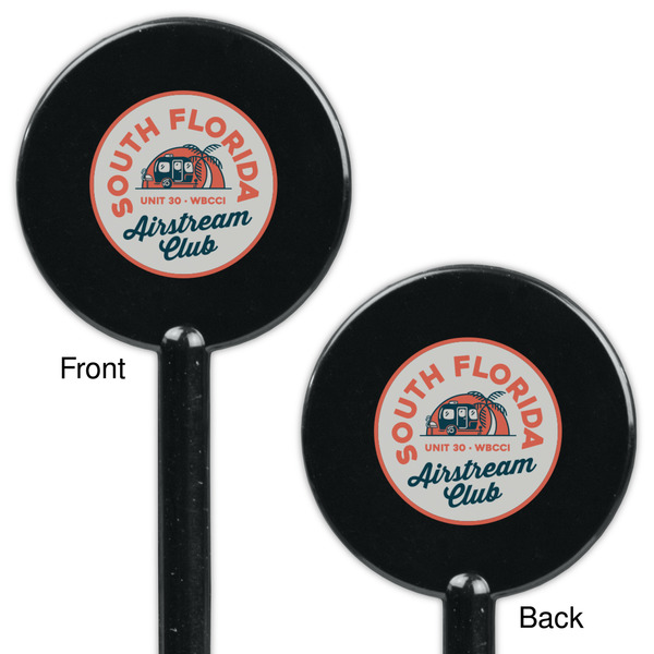 South Florida Airstream Club Logo Black Plastic 5.5" Stir Stick - Double Sided - Round - Front & Back