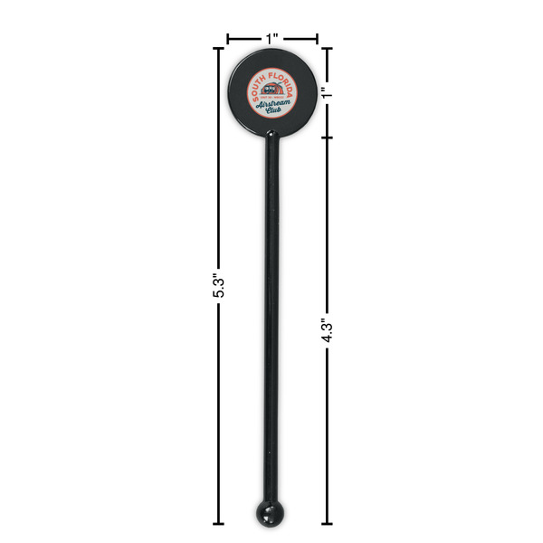 South Florida Airstream Club Logo Black Plastic 5.5" Stir Stick - Round - Dimensions