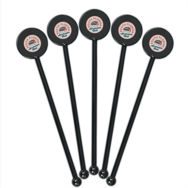South Florida Airstream Club Logo Black Plastic 5.5" Stir Stick - Round - Fan View