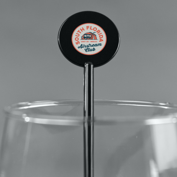 South Florida Airstream Club Logo Black Plastic 5.5" Stir Stick - Round - Main