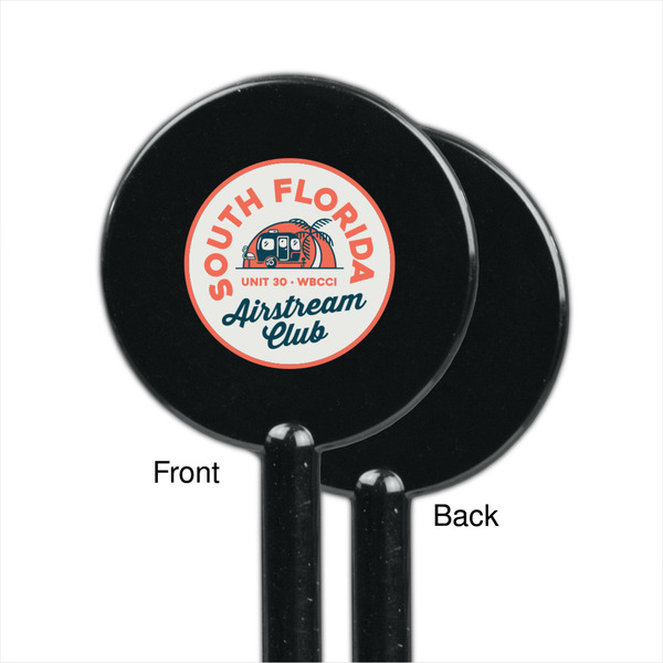 South Florida Airstream Club Logo Black Plastic 5.5" Stir Stick - Single Sided - Round - Front & Back