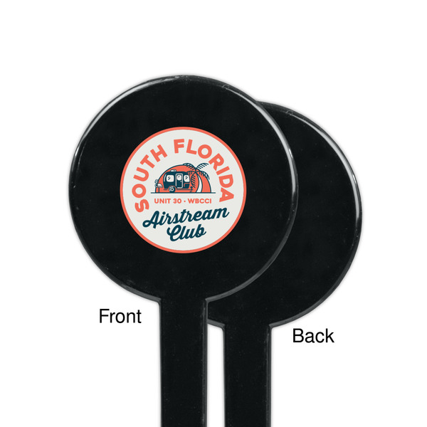 South Florida Airstream Club Logo Black Plastic 7" Stir Stick - Single Sided - Round - Front & Back