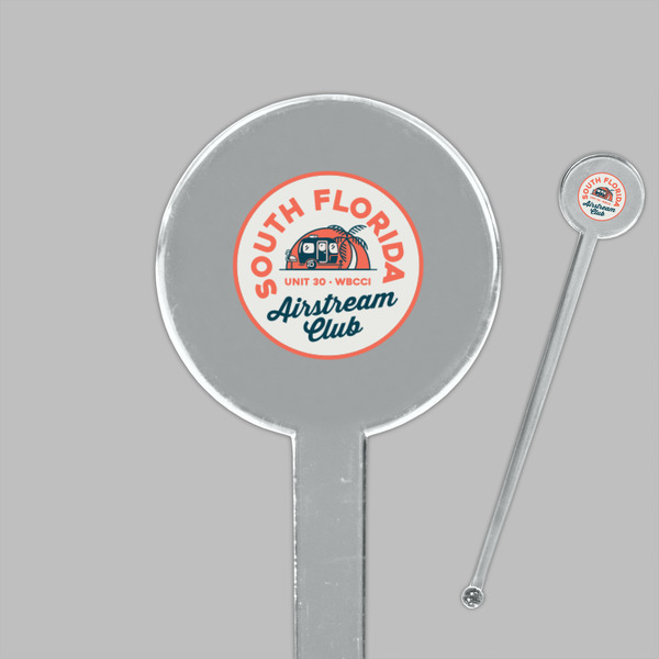 South Florida Airstream Club Logo Clear Plastic 7" Stir Stick - Round - Closeup
