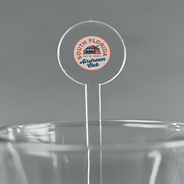 Custom South Florida Airstream Club Logo 5.5" Round Plastic Stir Sticks - Clear
