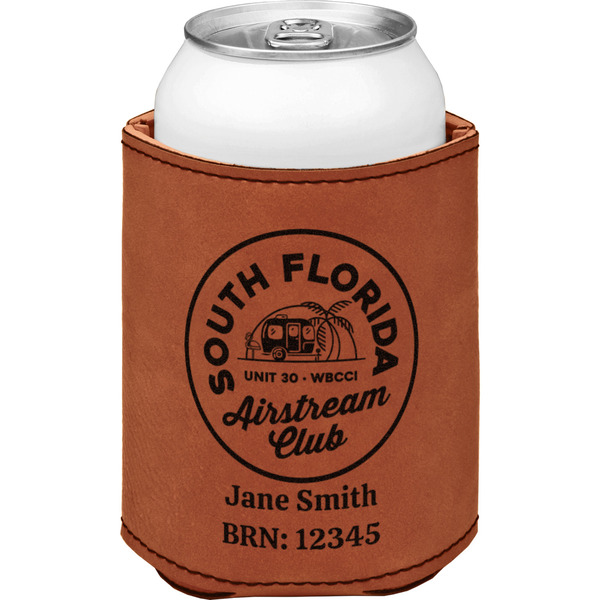 South Florida Airstream Club Logo Cognac Leatherette Can Sleeve - Single Front