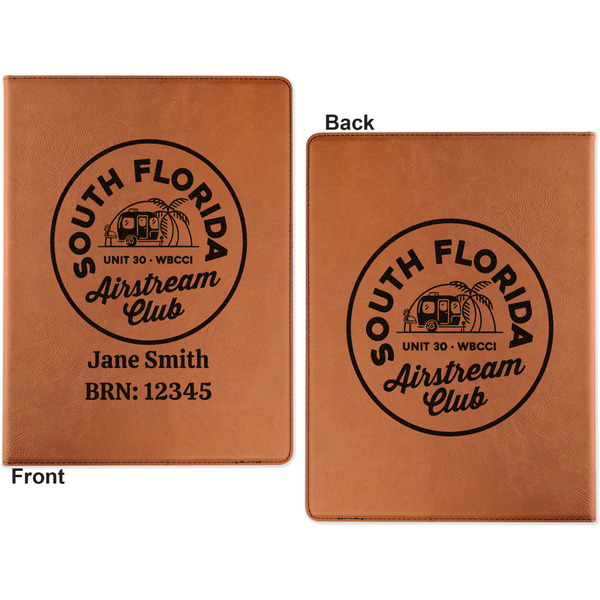 South Florida Airstream Club Logo Cognac Leatherette Portfolios with Notepad - Small - Double Sided- Apvl