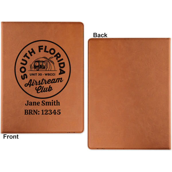 South Florida Airstream Club Logo Cognac Leatherette Portfolios with Notepad - Small - Single Sided- Apvl